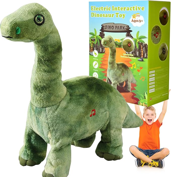 Green Dinosaur Toys for Girls Walking Nodding, Roaring, Repeating What You Say, Touch & Button Control Eyes Turn Red Realistic Pet, Toy Gift for Kids Christmas Birthday Easter Toddlers