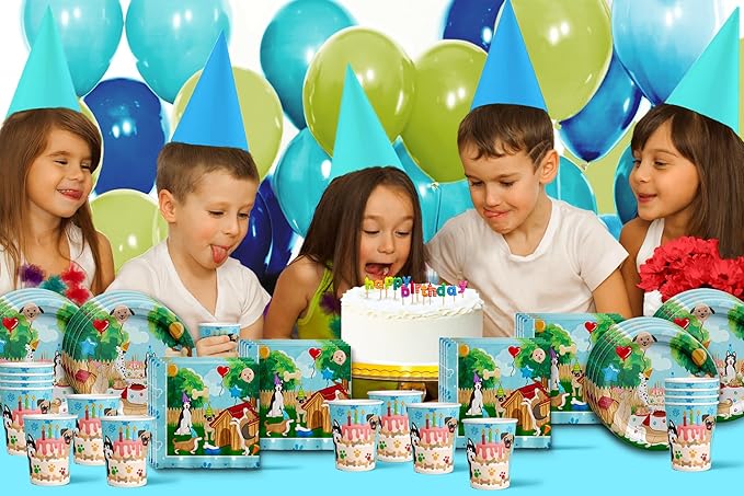 Puppy Dog Party Pups Birthday Party Supplies Set Plates Napkins Cups Kit for 16