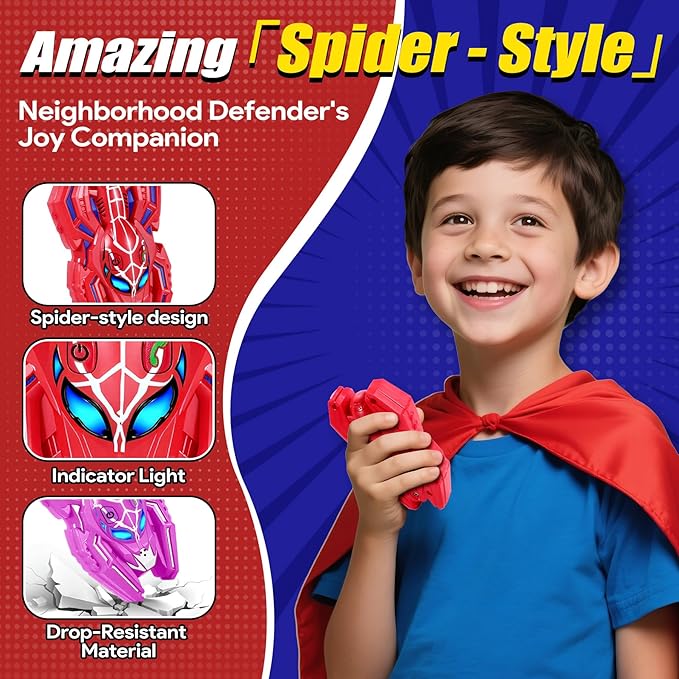 Vvinca Transform Toys Walkie Talkies for Kids 4 Pack -Spider Toys for Boys Girls Age 3-5 5-7 8-12 Christmas Birthday Gifts for Kids Adjustable Strap Voice-Changing Clear Sound Camping Outdoor