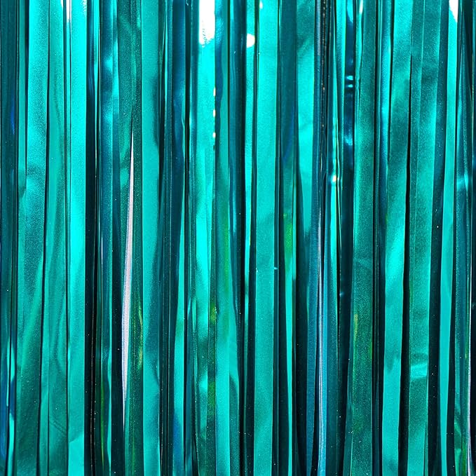 PartyWoo Teal Streamers Backdrop 3pcs Turquoise Foil Fringe Streamer Curtain 8.2FT Tinsel Backdrop for Birthday Gender Reveal Baby Shower Graduation Pool Mermaid Under The Sea Party Decorations
