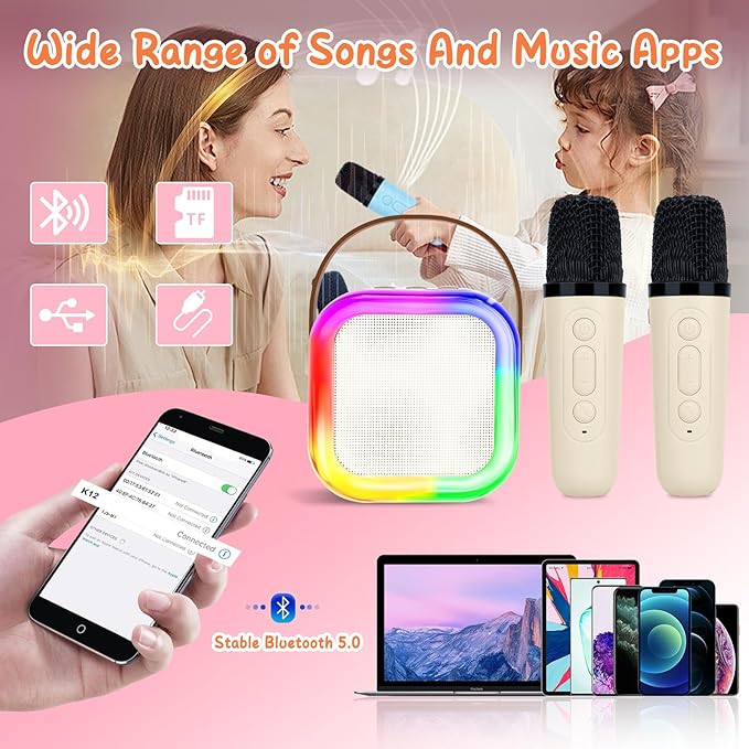 Karaoke Machine for Kids, Toys for 3-12 Years Old Girls Gifts, Kids Karaoke Microphone Machine Toy, Best Fun Christmas Birthday Gifts for 5 6 7 8 9 10 11 Years Teens Girl Boys