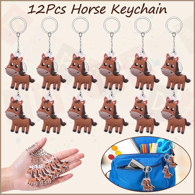 Winrayk 110Pcs Horse Birthday Party Favors Supplies, Non-Woven Gift Bags Mini Figurines Make Your Own Stickers, Gifts Toys Kids Western Cowboy Cowgirl Farm Animals Horse Birthday Party Supplies Decor