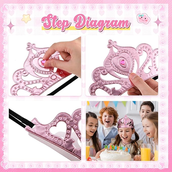 Yaomiao 44 Pcs Birthday Foam Crowns for Kids Princess Tiaras King Hat Bulk Diamond Sticker Kits for Crown Party Supplies