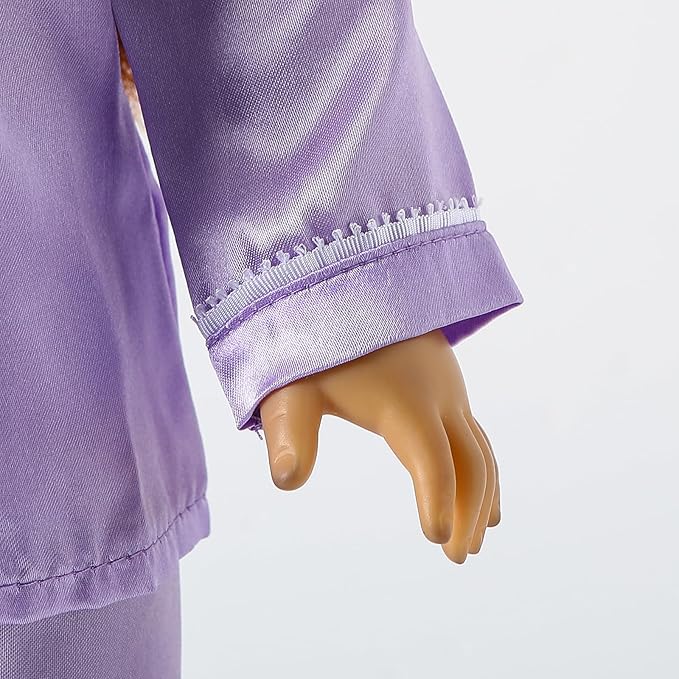 American 18-Inch Doll-Clothes and Accessories Set, 3 PCS Sleepwear for 18 Inch Girl Dolls, Includes 18” Lavender Pajamas and Slippers