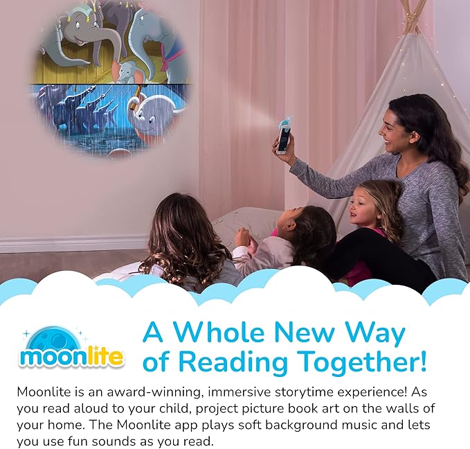 Moonlite Storytime - Disney's Dumbo Storytime Disc - A Magical Way to Read Together - Projector Not Included - Digital Story w/ Sound FX - Learning Gifts for Kids Ages 1 Year & Up
