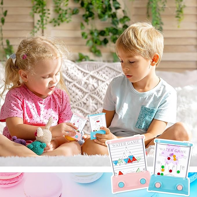 Gejoy 4 Pieces Water Games Handheld Easter Basket Stuffers for Kid Water Ring Toss Handheld Game Mini Retro Pastime Car Toys Fidget Autism Toys for Easter Children Boys Girls Birthday(Elegant Style)