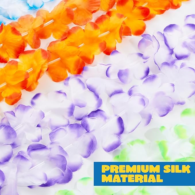 JOYIN Toy 24 Counts Hawaiian Leis Bulk, Tropical Flower Lei Hawaiian Lei Beach Hawaii Luau Party Favors Decoration Birthday Party Supplies