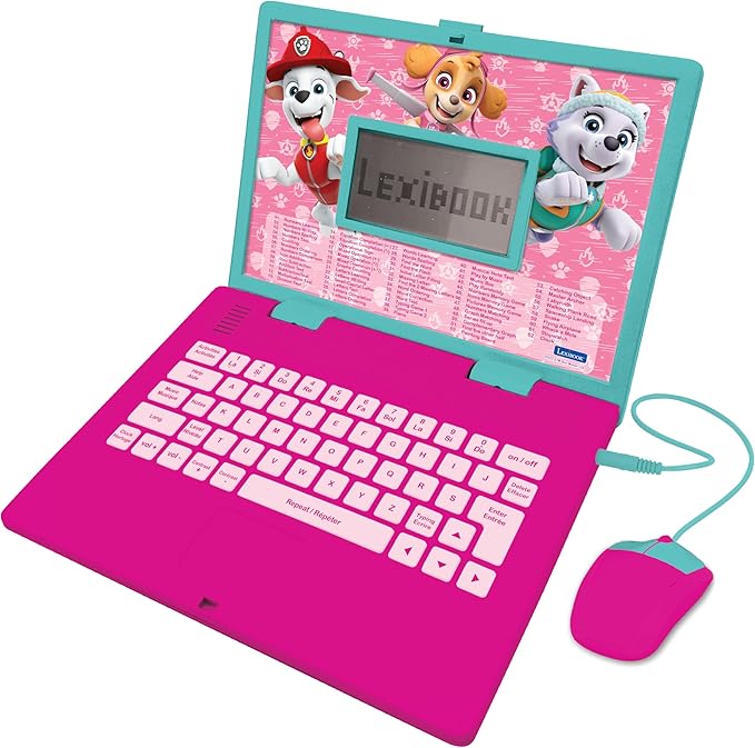 Lexibook, PAW Patrol Educational Computer Bilingual French/English Children's Toy with 124 Activities for Learning, Fun and Playing Piano, Pink, JC598PAGi1