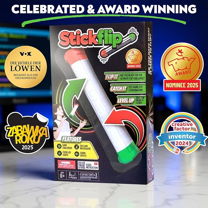 How Many Flips can You Throw? | Electronic Flip Challenge Game | Auto-Counting Skill Toy for Kids, Teens & Adults | 10 Games Each with a High Score to Beat | Fun Gift & Party Game Ages 8+