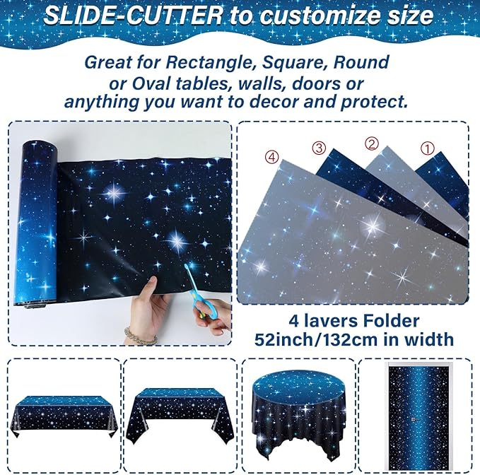 party greeting Space Galaxy Party Decoration Tablecloth Roll 1200 x 52 Starry Night Disposable Table Cover Galaxy Table Cloth Starry Background Photo Wall for Star Theme War Birthday Party Supplies