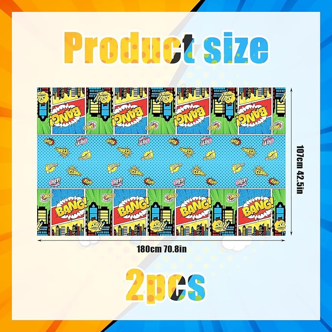 2pcs Hero Themed Birthday Tablecloth, Dessert Table Cloth Party Table Decorations Hero Table Cloth Party Supplies Tablecloth for Birthday Party Men Women