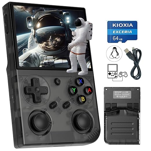 G350 Retro Game Console,Linux System RK3326 G350 Handheld Game Console Built-in 64G TF Card 4371 Games,3.5-inch IPS Screen, WiFi, Bluetooth HDMI Output, 3200mAh Battery