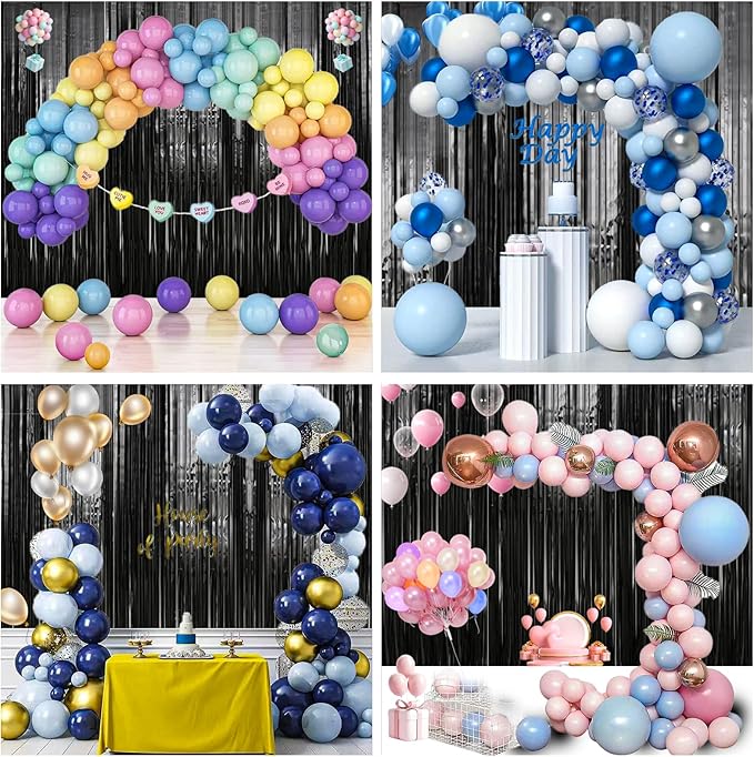 3 Pack 3.3 x 9.9 ft Black Foil Fringe Backdrop Curtain, Streamer Backdrop Curtains, Streamers Birthday Party Decorations, Tinsel Curtain for Parties, Galentines Decor, Preppy, Photo Booth