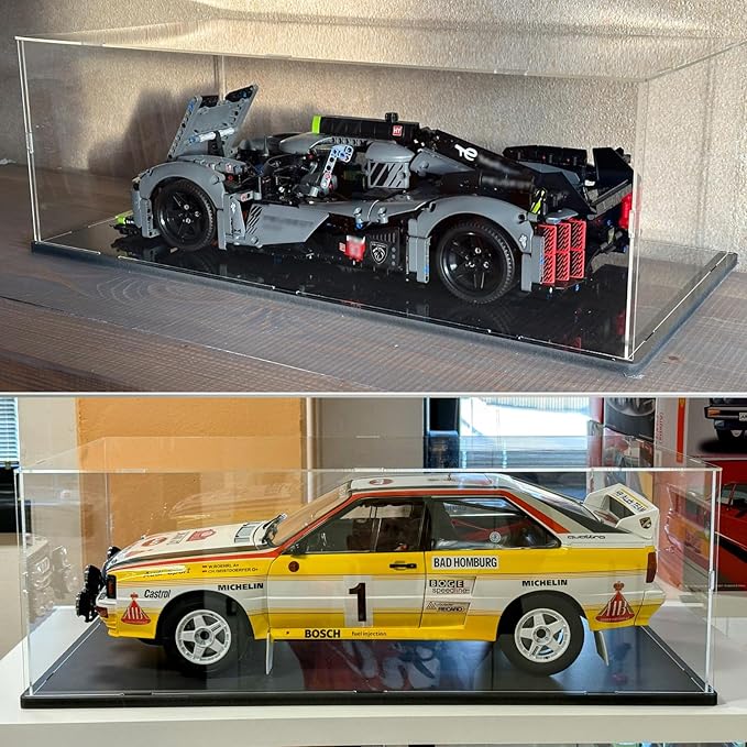 Thickened 3MM Clear Acrylic Display Case for LEGO McLaren P1 42172 1/8 Scale Model Car for Ferrari SP3 42143 42156 42096 42115 42083 Collectibles Transparent Box Large, Black Inside 23.6X11.8X7.9in