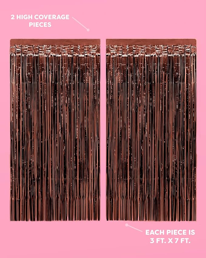 xo, Fetti Brown Party Curtain - Set of 2 | Espresso Martini Fringe, Bachelorette Decorations, Cute Birthday Photo Booth, Party Backdrop, Bday Supplies
