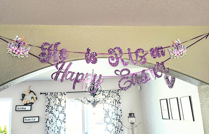 CC HOME Purple Glitter Happy Easter Cross Banner He is Risen Party Hanging Banner Easter Theme Birthday Bridal Wedding Baby Shower Boys Girls Kids Home Classroom Party Supplies Decoration