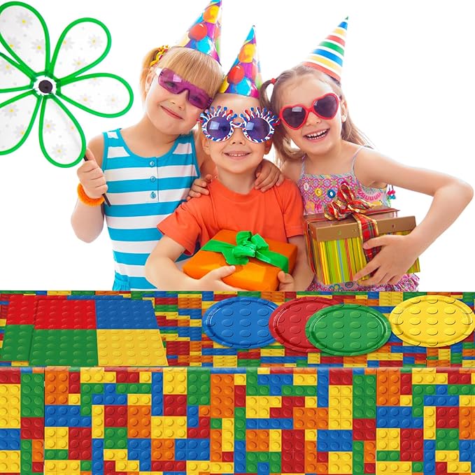 40pcs Colorful Building Block Themed Paper Napkins - 2-Ply 6.5x6.5 Inches Disposable Birthday Party Supplies & Festive Table Decorations