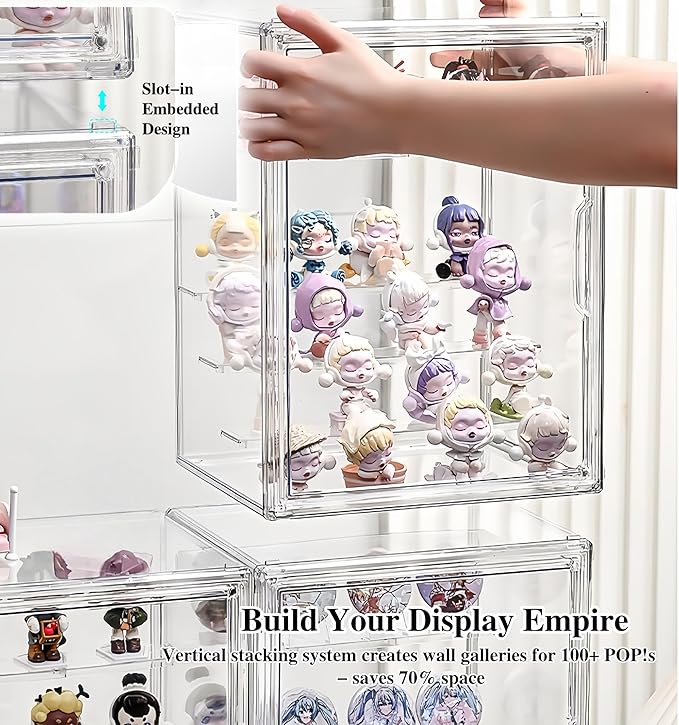 5-Tier Jumbo Acrylic Display Case for Figures - Extra Deep Shelves Holds 40+ Collectibles, Desktop Showcase with Magnetic Door for POP! Vinyls, Bobbleheads (L 5-Tier（10.6"*8.66"*14.17")