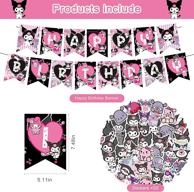 Party Decorations,Birthday Party Supplies For Party Supplies Includes Banner - Cake Topper - 12 Cupcake Toppers - 18 Balloons - 50 Stickers