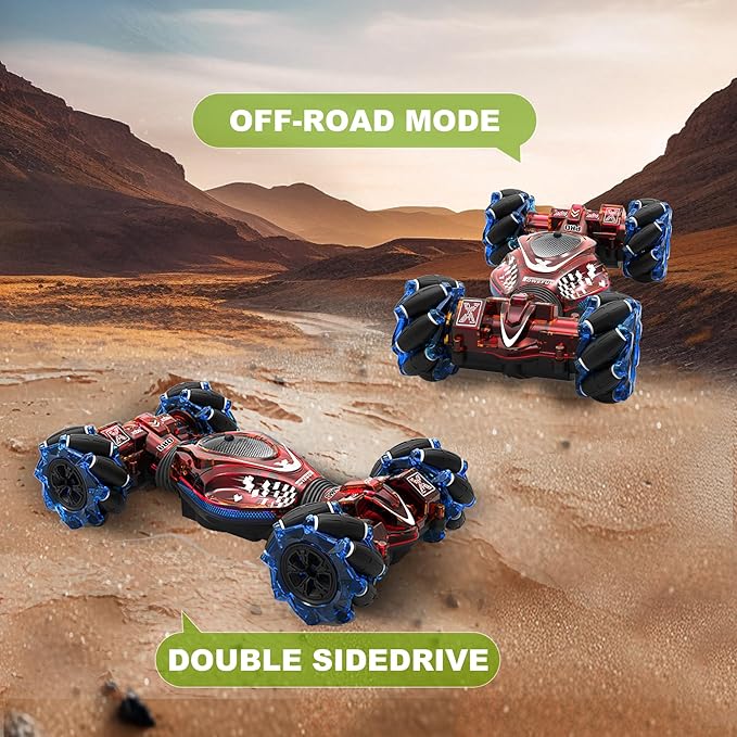 Gesture RC Car,1:24 4WD Transform Off-Road Stunt Car with Gesture & Remote Control, 360° Flips Drift Vehicle with LED Lights Music, All Terrain Toy Cars Gifts for Boys Girls Age 6-12