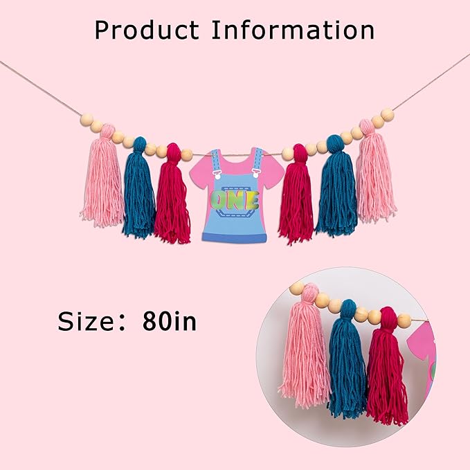 Pink Clothe Banner - Enlightened Teacher Theme First Birthday Party Decoration, Songs for Littles, Funny Birthday Party Supplies (Teacher Clothe Banner)