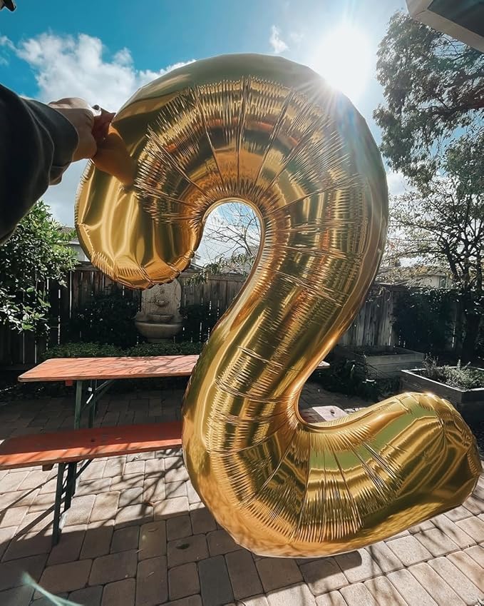 40 Inch Champagne Gold Number 5 Balloon, Giant 5 Number Balloons for 5th Birthday Decorations, Party Supplies for Baby Boy Girl, Champagne Gold Party Decor