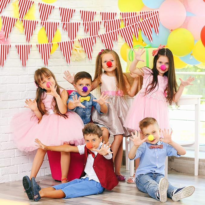 5 Packs Carnival Circus Party Decorations Supplies, Circus Carnival Bunting Banner, Red and White Pennant Banner Triangle Bunting Flag for Birthday Party, 7.4 x 10.8 Inch