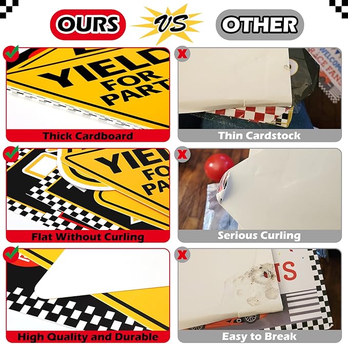 Huray Rayho Race Car Birthday Party Supplies Checkered Flags Racing Happy Birthday Party Signs Cutouts Cars Birthday Party Supplies Let's Go Racing Party Supplies for Kids Race Fans