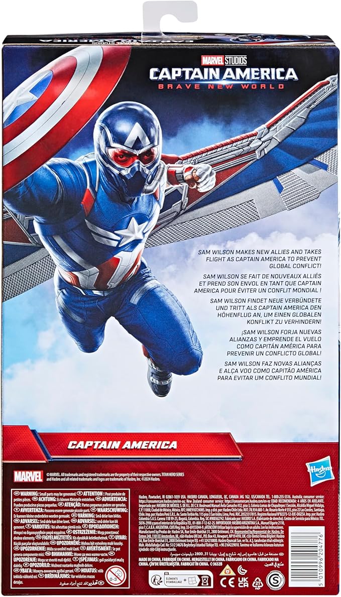 Marvel Studios Captain America Brave New World, 12-Inch Deluxe Captain America Action Figure, Shield & Accessories, Super Hero Toys for Kids 4 and Up
