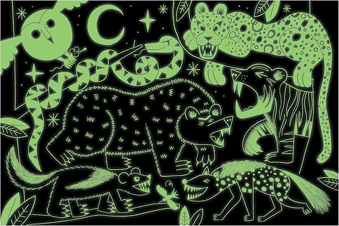 Mudpuppy’s Land Predators 100 Piece Glow in The Dark Puzzle, Includes 100 Glow in The Dark Pieces, Perfect for Ages 5+, Turn Out The Lights and Let The Completed Puzzle Glow!
