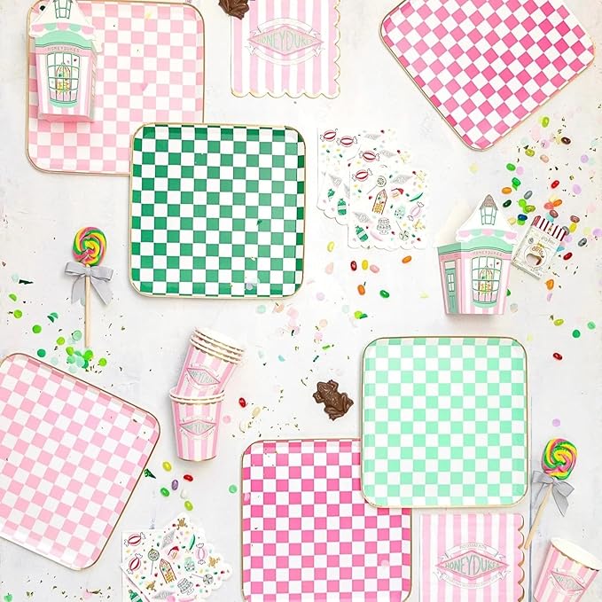 Harry Potter X Bonjour Fête Honeydukes Large Pink Stripe Napkins | Gold Foil | Premium 3-Ply Lunch Napkins for Harry Potter Themed Parties | Pack of 20, 6.5" Folded | Festive Party Supplies