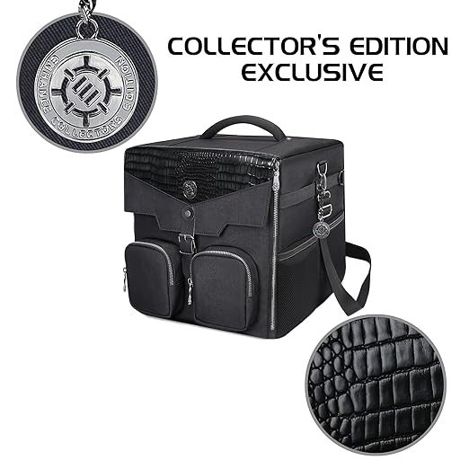 ENHANCE Board Game Shoulder Bag - Collector's Edition Board Game Storage with Shoulder Strap and Accessories Pockets for Dice, Cards, More - Reinforced Carrier Protects Tabletop Games (Dragon Black)