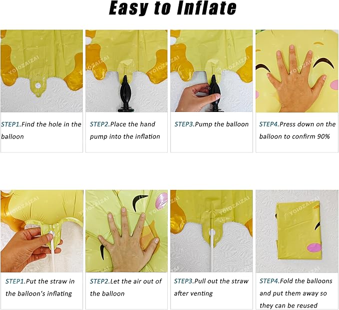 2PCS Yellow White Duck Shape Foil Balloon Farm Animal Mylar Balloon For Boys Gils Kids Farm Duck Animal Theme Birthday Baby Shower Party Decorations Supplies