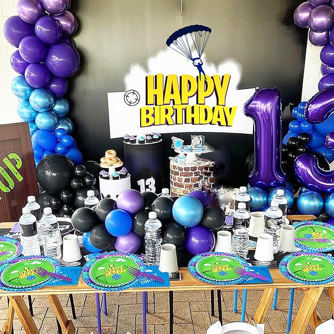 Video Games Party Tableware Supplies 64pcs Llama Set Including 32 pcs Plates, 16 pcs Forks and 16 pcs Napkins, Video Games Theme Party Baby Shower Birthday Decorations