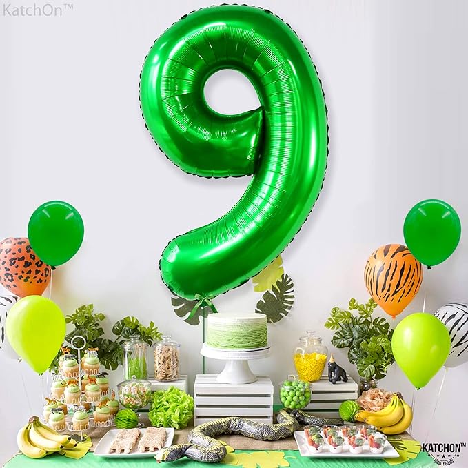 KatchOn, Giant Dark Green Number 9 Balloon - 40 Inch | | Foil 9 Birthday Balloon for 9th Birthday Decorations | 9th Anniversary Decoration | Green Party Decoration