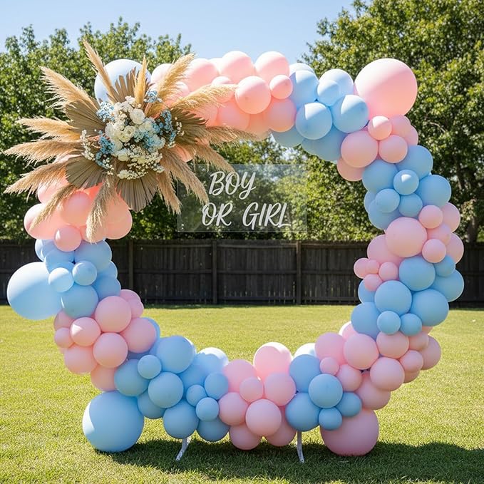 RUBFAC Pink and Blue Balloons 129pcs Different Sizes Pack of 18 12 10 5 Inch, Latex Gender Reveal Balloon Garland Arch Kit for Birthday Party Wedding Anniversary Baby Shower Decoration