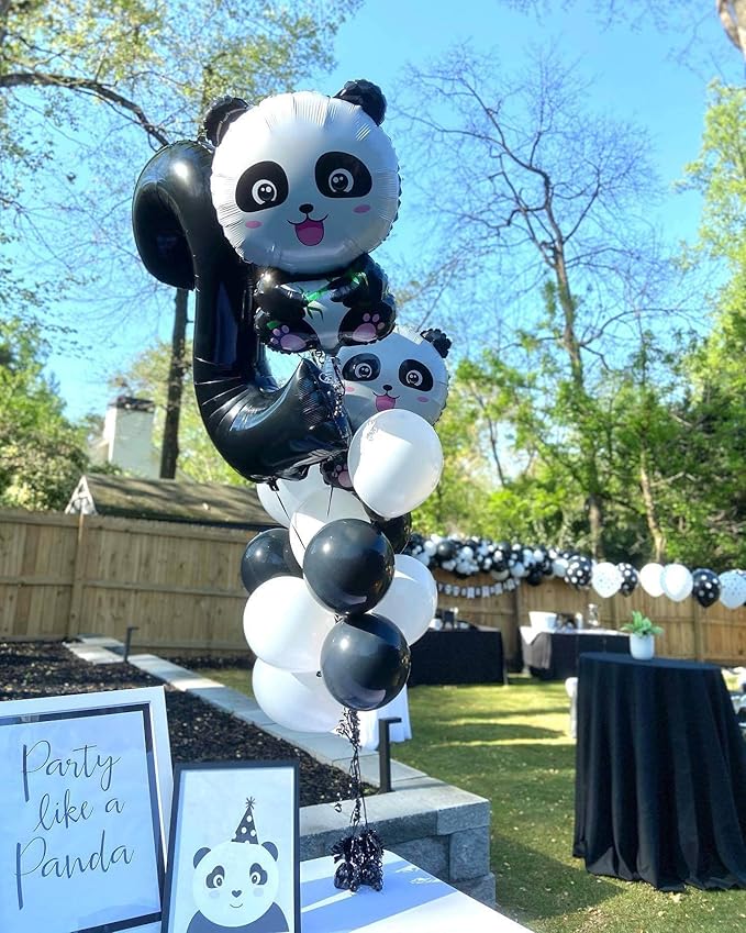 4 Pack Giant Panda Balloons - Jungle Safari Panda Balloons for Wildlife Animals Theme Birthday Party Decorations