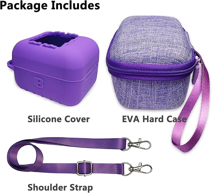 JCHPINE Hard Carrying Case and Silicone Cover for Bitzee Interactive Toy Digital Pet, Protective Case for Bitzee Virtual Electronic Pets Accessories (for Original 15 Animals) (Purple)