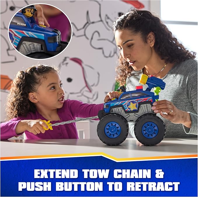 Paw Patrol: Rescue Wheels Chase’s Power Haulin’ Cruiser, Toy Truck with Launcher, Motorized Winch, Lights & Sounds, Kids Toys for Boys & Girls Ages 3+