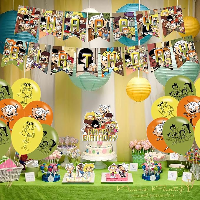 The Loud House Birthday Decoration,Loud House Party Decorations Include Banner,Cake Toppers and Ballons for Loud House Themed Birthday Supplies