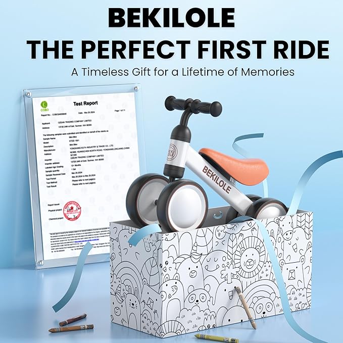 BEKILOLE Light Up Baby Balance Bike Toys for 1 Year Old Girl Gifts & 1st Birthday Gifts | 10-24 Month Toddler Balance Bike