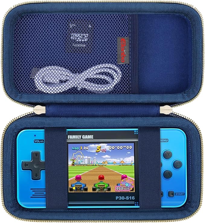 Elonbo Carrying Case for WELLST·G/ TaddToy/ Beijue/ Family Pocket/ CCTU/ X-JOYKIDS/ GREENCREEK/ Beico/ KAVOYI/ GuaiyeyeAP/ TEBIYOU Handheld Game Console, Portable Electronic Gaming Player Bag, Blue