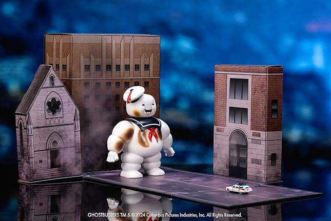 Jada Nanoscene: Ghostbusters 6" Stay Puft Marshmallow Man die-cast Metal Figure with Nano Ecto-1 diecast Vehicle