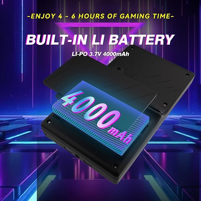 XF40V Retro Handheld Game Console, 4.0 Inch IPS HD Screen,Interchangeable Arcade Stick,Linux System, Preloaded Classic Games with Multiple Emulators, 4000mAh Battery,Ideal Gift (Translucent Blue)