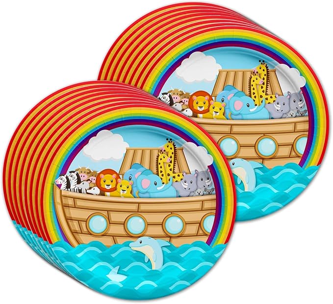 Noah's Ark Birthday Party Supplies Set Plates Napkins Cups Tableware Kit for 16