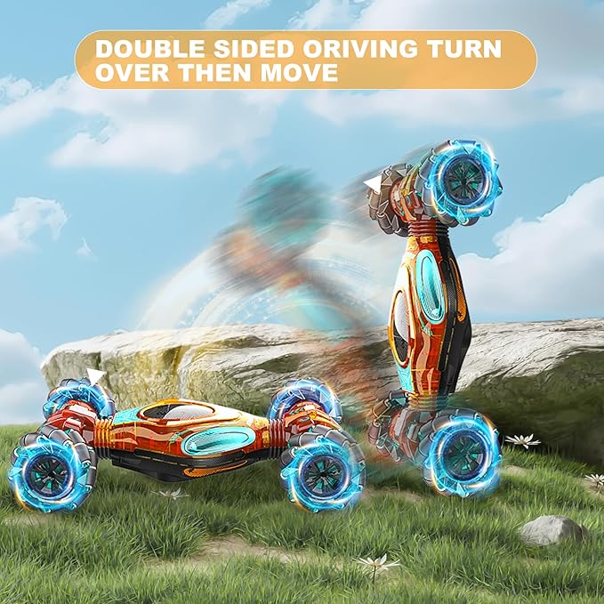 RC Cars, 1:12 Gesture Sensing Stunt Car Toys for Boys Girls 6-12 Year Old, 4WD Hand Remote Control Toy 360° Rotate Transform Off-Road Drift with Lights Sound, Birthday Xmas Gifts for Kids