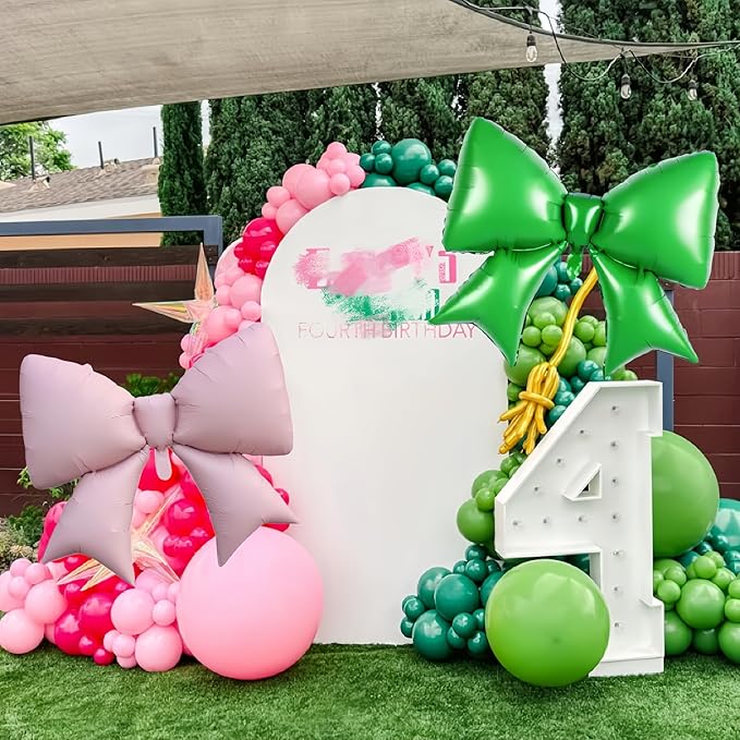 4Pcs Green Bow Balloons 38Inch/Witch Theme Party Spring Easter, St. Patrick's Day,Wedding, Picnic, Goose Baby Shower, Christma Grin*ch Festive Holiday, Emerald Green Foil Bow Balloons(Christmas Green)