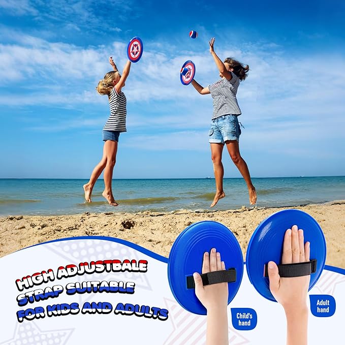 Playzap Toss and Catch Ball Set - Baseball Glove Toy Indoor Outdoor Yard Game & Beach/Pool/Sand Toy Set 2 Pack or 4 Pack - Easter Basket Stuffers for Toddlers Kids Youth Boys Girls 2-4 5-7 8-13+ Yrs