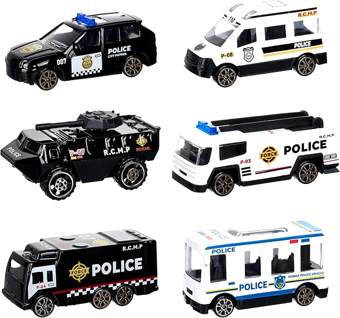 Boys Toys for 3 4 5 6 Years Old,6 Pack Diecast Police Car Toy Set, Mini Alloy Models Toys Car, Mini Vehicles Police Truck, Play Patrol Rescue Vehicle Toy, Boys Birthday Gift