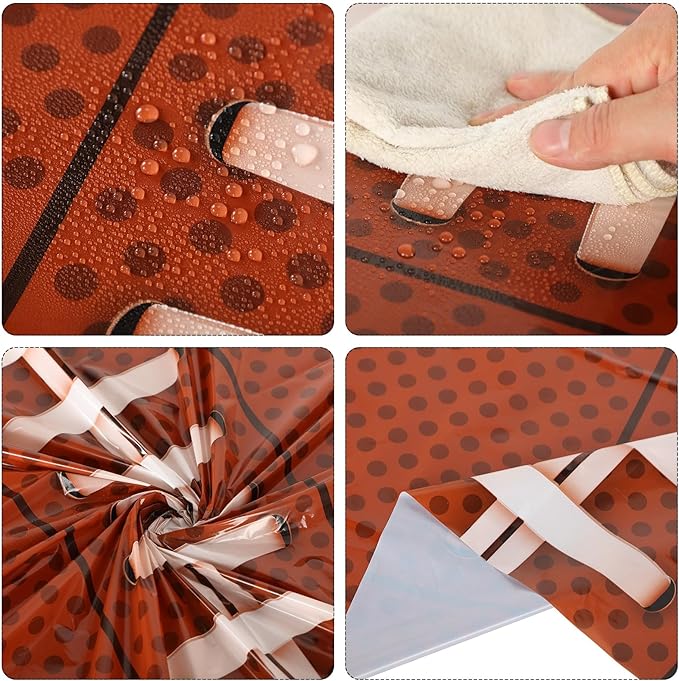 Oudain 6 Pcs Football Party Tablecloth 108 x 54 Inches Rectangle Rugby Table Cloth Disposable Plastic Sport Themed Table Covers for Football Rugby Day Birthday Party Supplies Favors